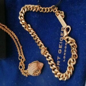 Kurt Geiger! NWT! Pink Eagle head, gold necklace,and bracelet.